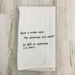 Novelty White Tea Towel Bar Marriage Woman Second Nature by Hand